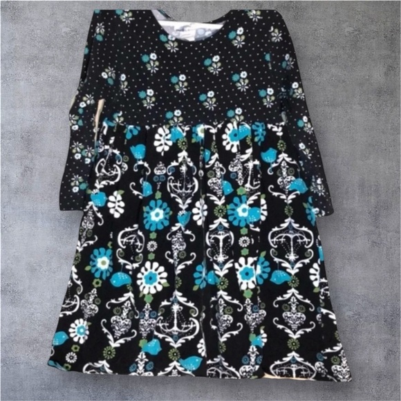 CORKY’S KIDS BOUTIQUE EUC GIRLS BLACK BLUE WINTER FALL TOPS DRESSES DRESS SIZE 5 - Picture 1 of 5